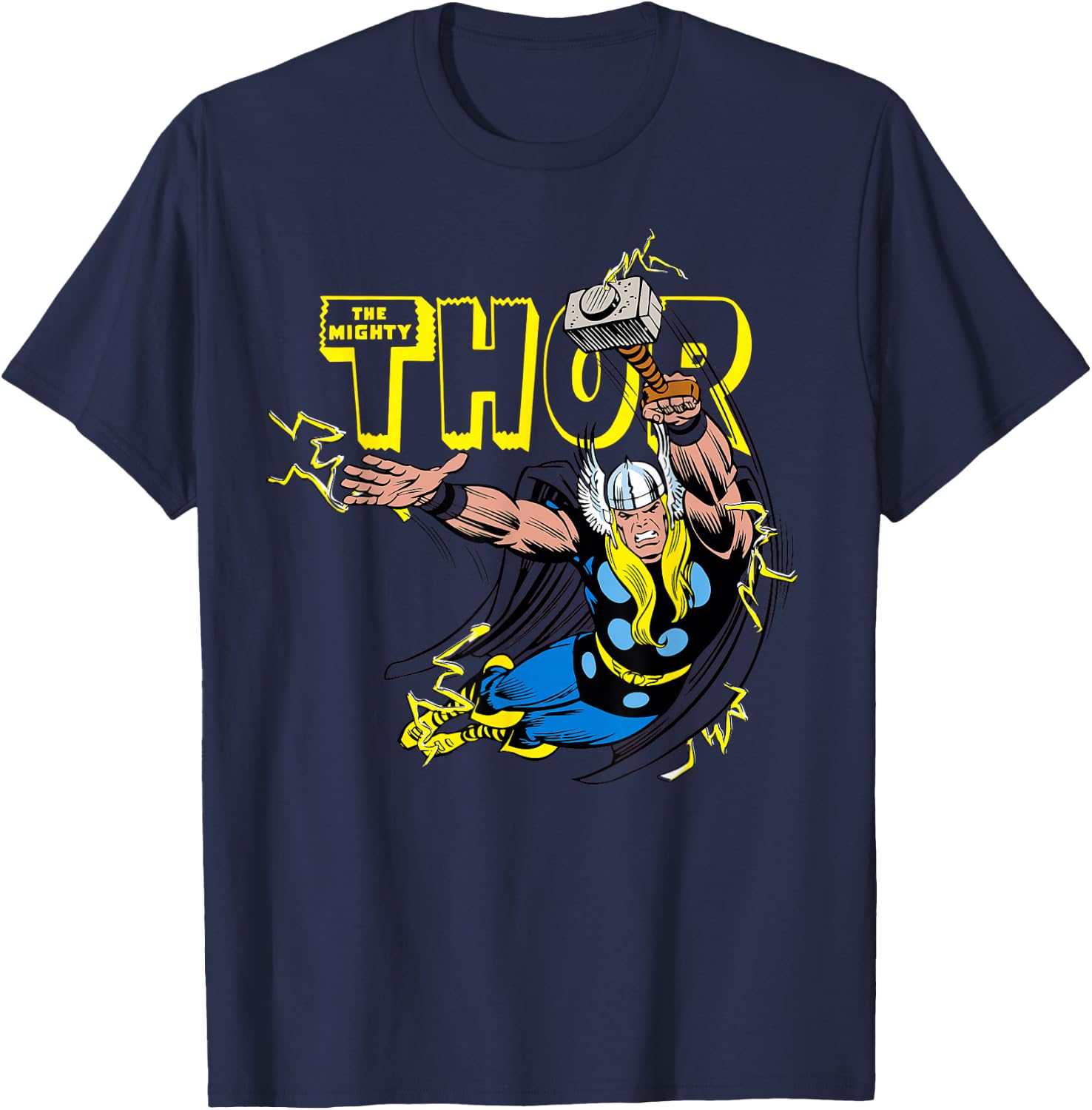 Marvel Thor Classic Retro Comic Graphic T-Shirt - T-Shirt | Navy