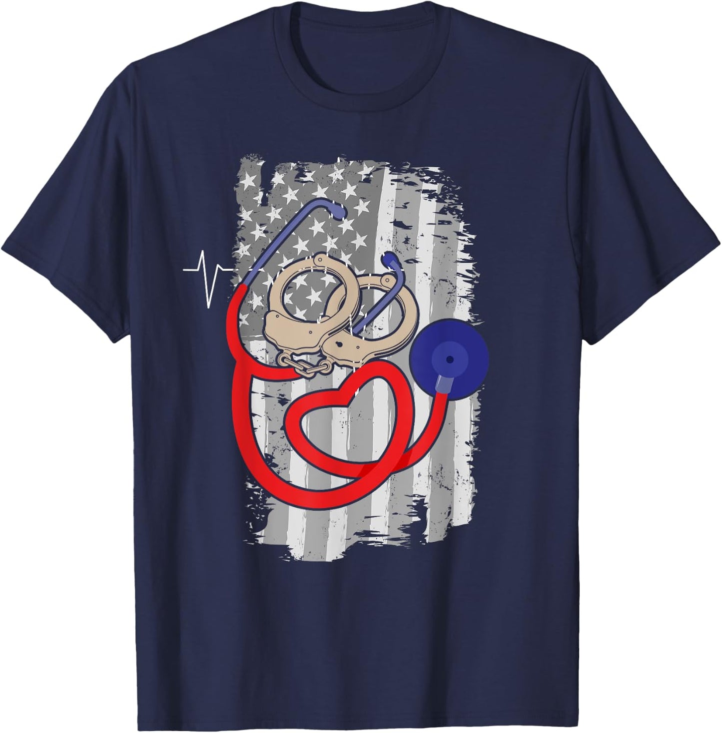 Correctional Nursing T Shirt - American Flag Patriotic T-Shirt - T-Shirt | Navy