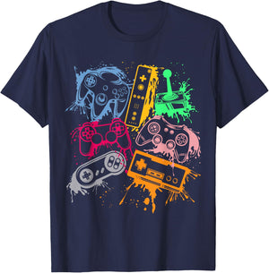 Video Game Console Controllers Retro 80's 90's Arcade Gamer T-Shirt - T-Shirt | Navy