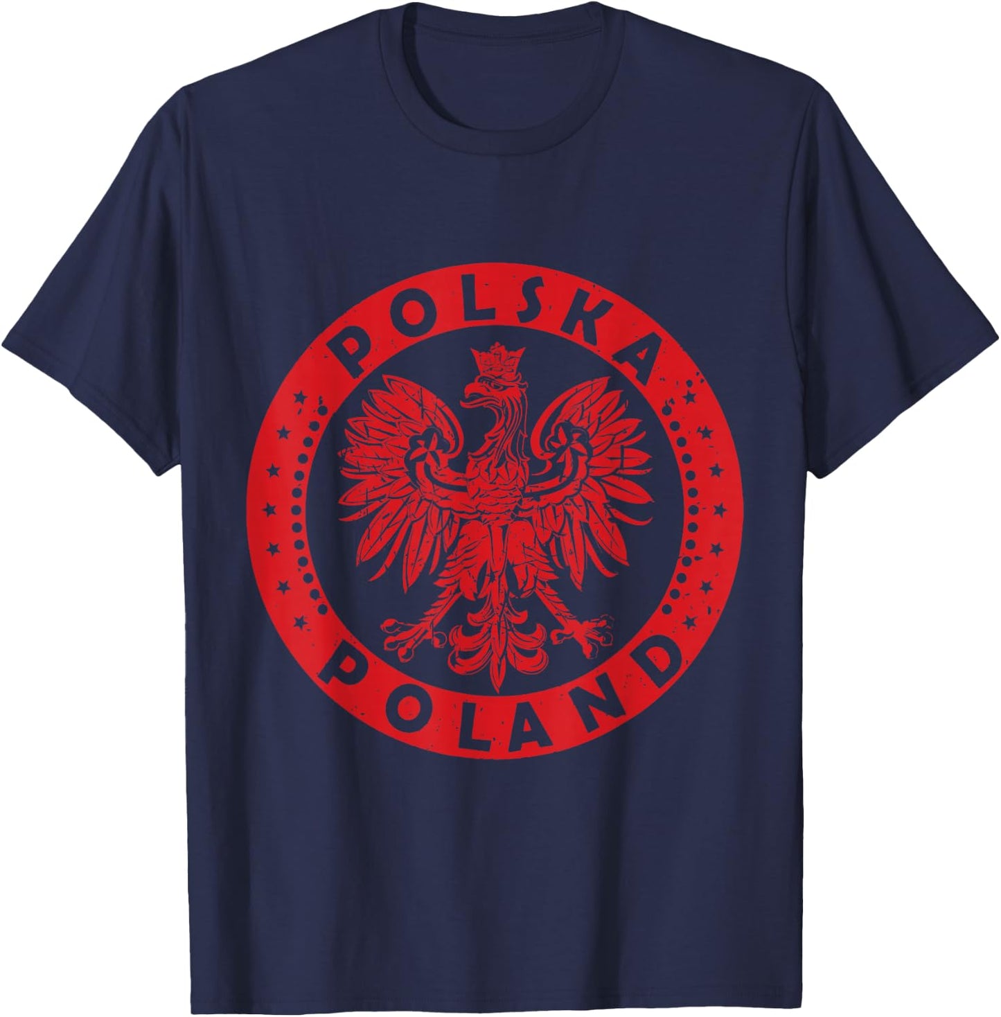 Polska Polish Eagle Vintage Distressed Poland Coat Of Arms T-Shirt - T-Shirt | Navy