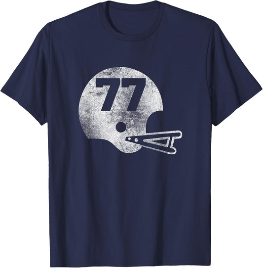 Vintage Football Jersey Number 77 Player Number T-Shirt - T-Shirt | Navy