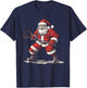 Santa Playing Lacrosse Funny Lax Lacrosse Player Christmas T-Shirt - T-Shirt | Navy