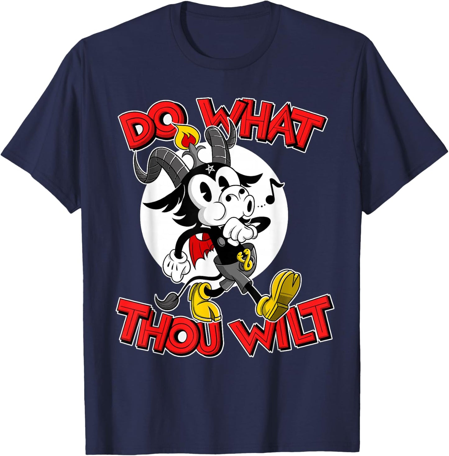 Do What Thou Wilt Baphomet 30s Cartoon Occult Esotericism T-Shirt - T-Shirt | Navy