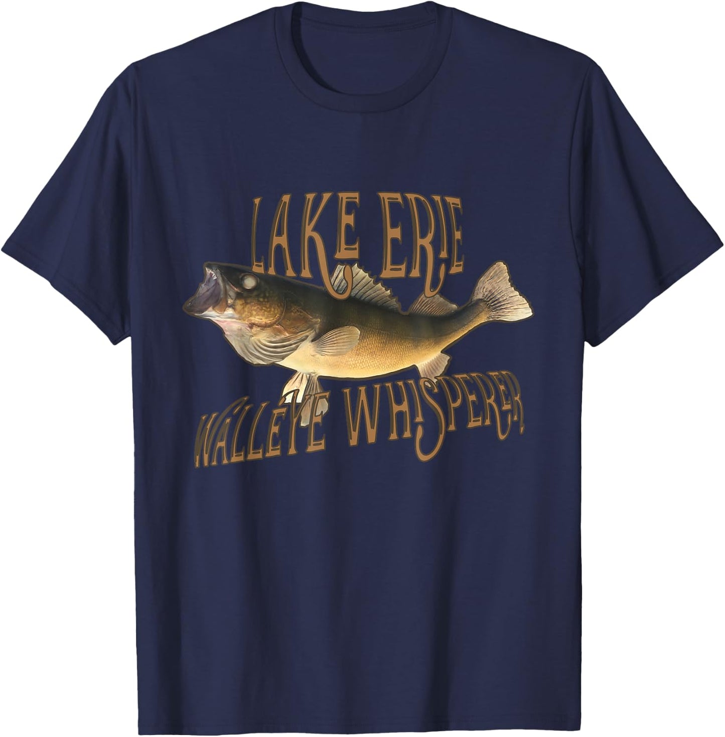 Lake Erie Walleye Whisperer Fishing T-Shirt - T-Shirt | Navy