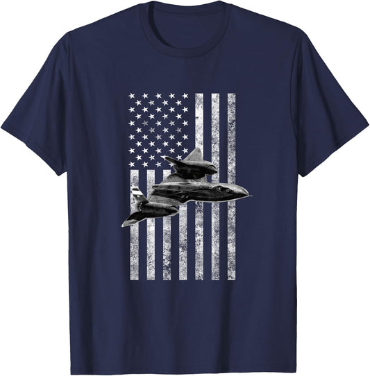 SR-71 Blackbird American USA Flag - Military T-Shirt - T-Shirt | Navy