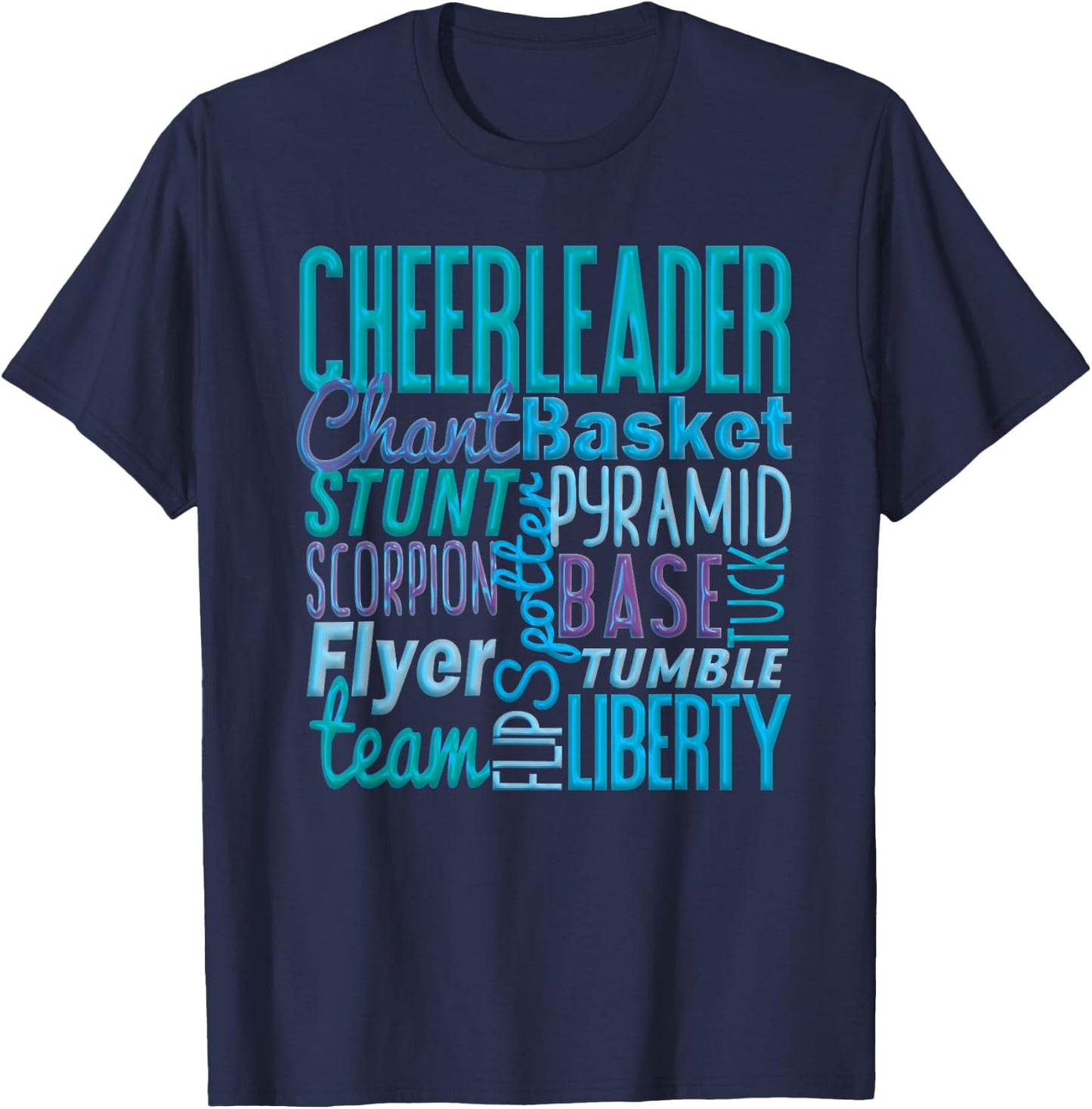Cute Cheerleader Gift, Blue Cheer Moves Cheerleading Coach T-Shirt - T-Shirt | Navy