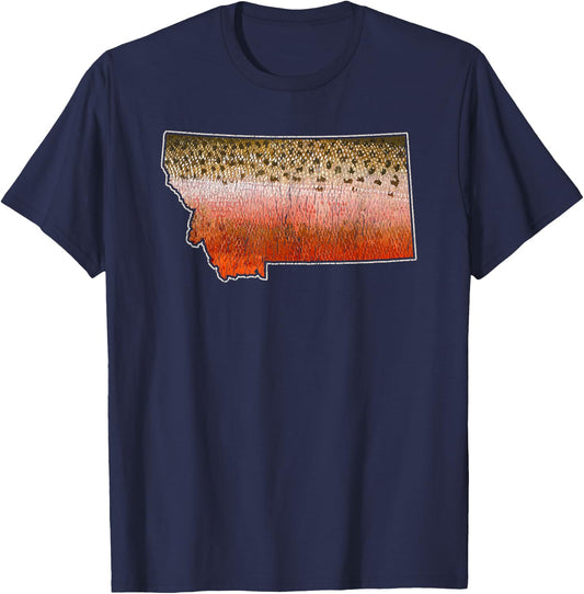 Cutthroat Trout Fishing Shirt - Montana Fly Fishing T-Shirt - T-Shirt | Navy