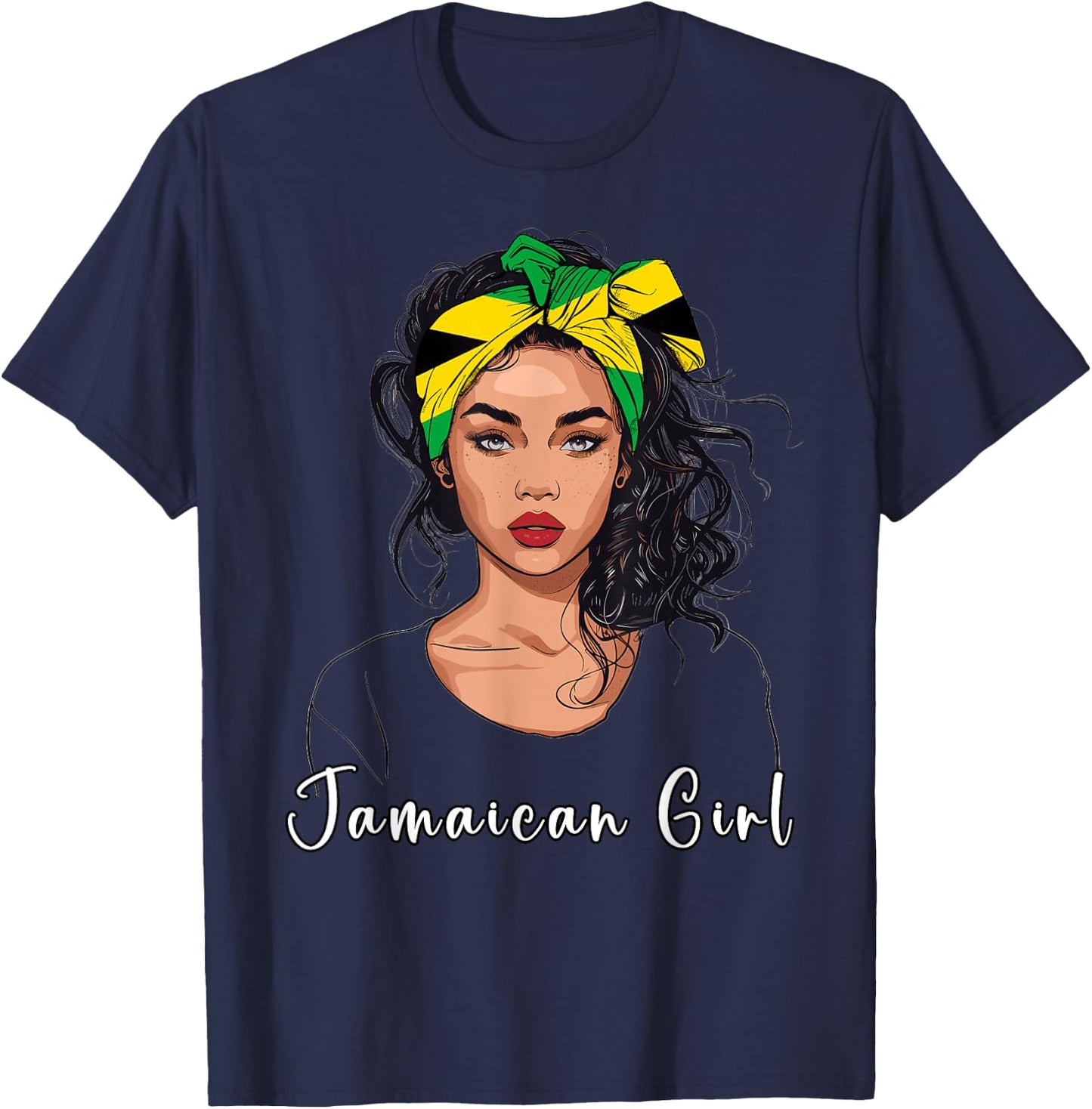 Jamaican Girl Flag Souvenirs Products Jamaica T-Shirt - T-Shirt | Navy