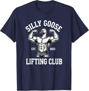 Silly Goose Lifting Club Funny Gym Workout Weightlifting T-Shirt - T-Shirt | Navy