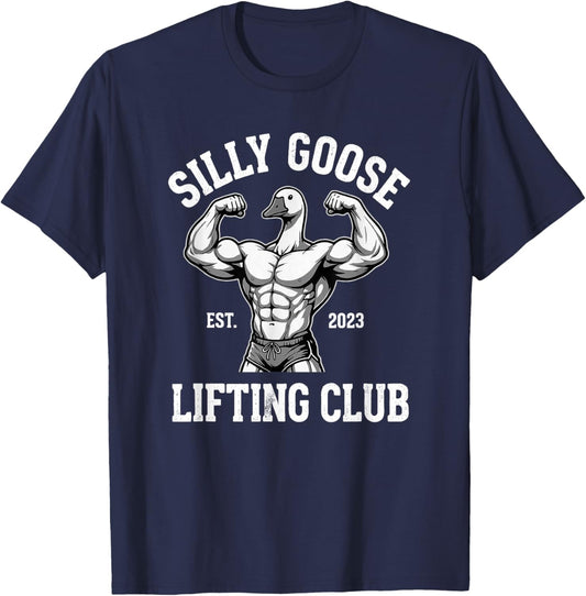 Silly Goose Lifting Club Funny Gym Workout Weightlifting T-Shirt - T-Shirt | Navy