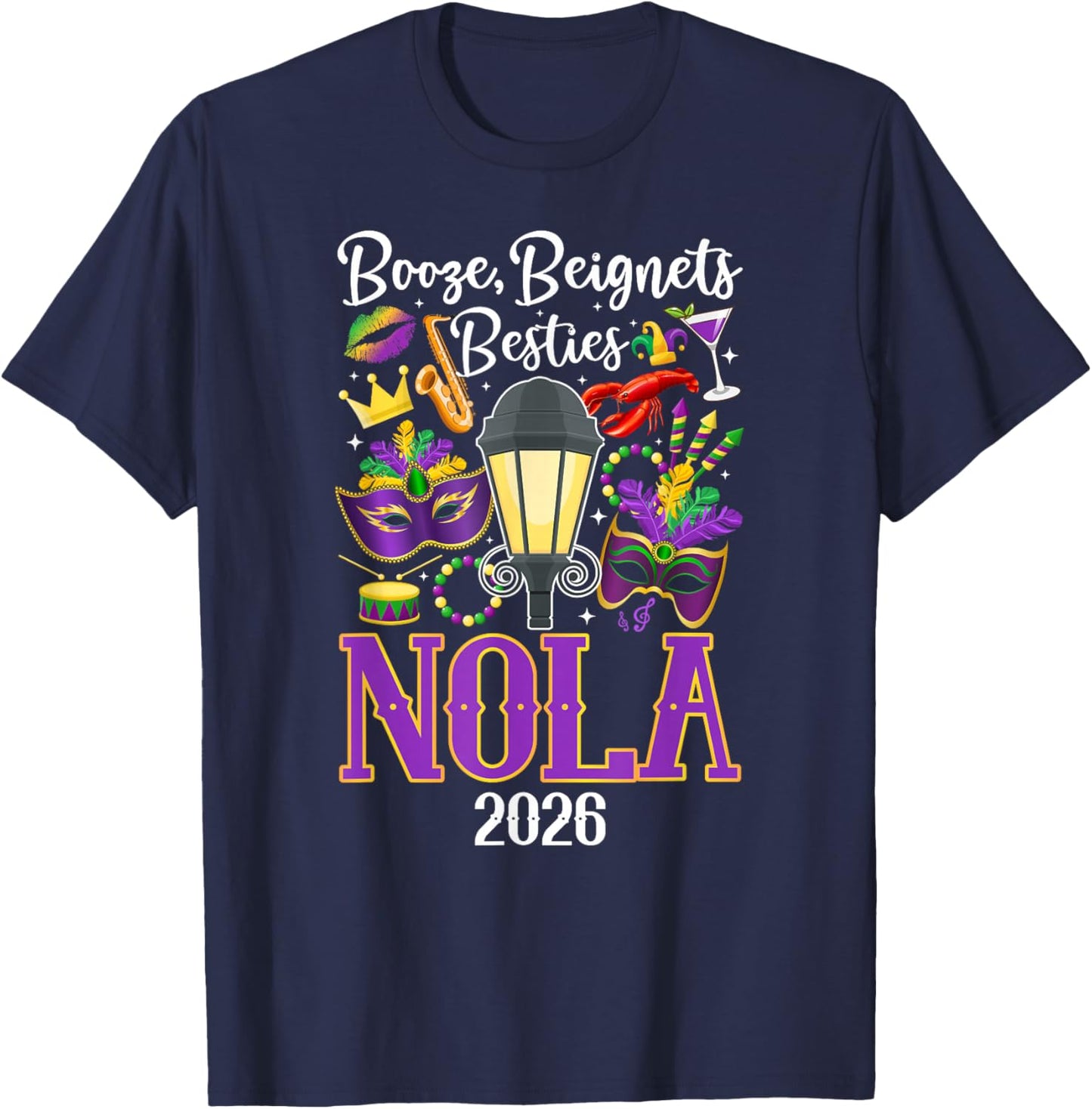 Funny New Orleans Besties Trip 2026 Best Friend Vacation T-Shirt - T-Shirt | Navy