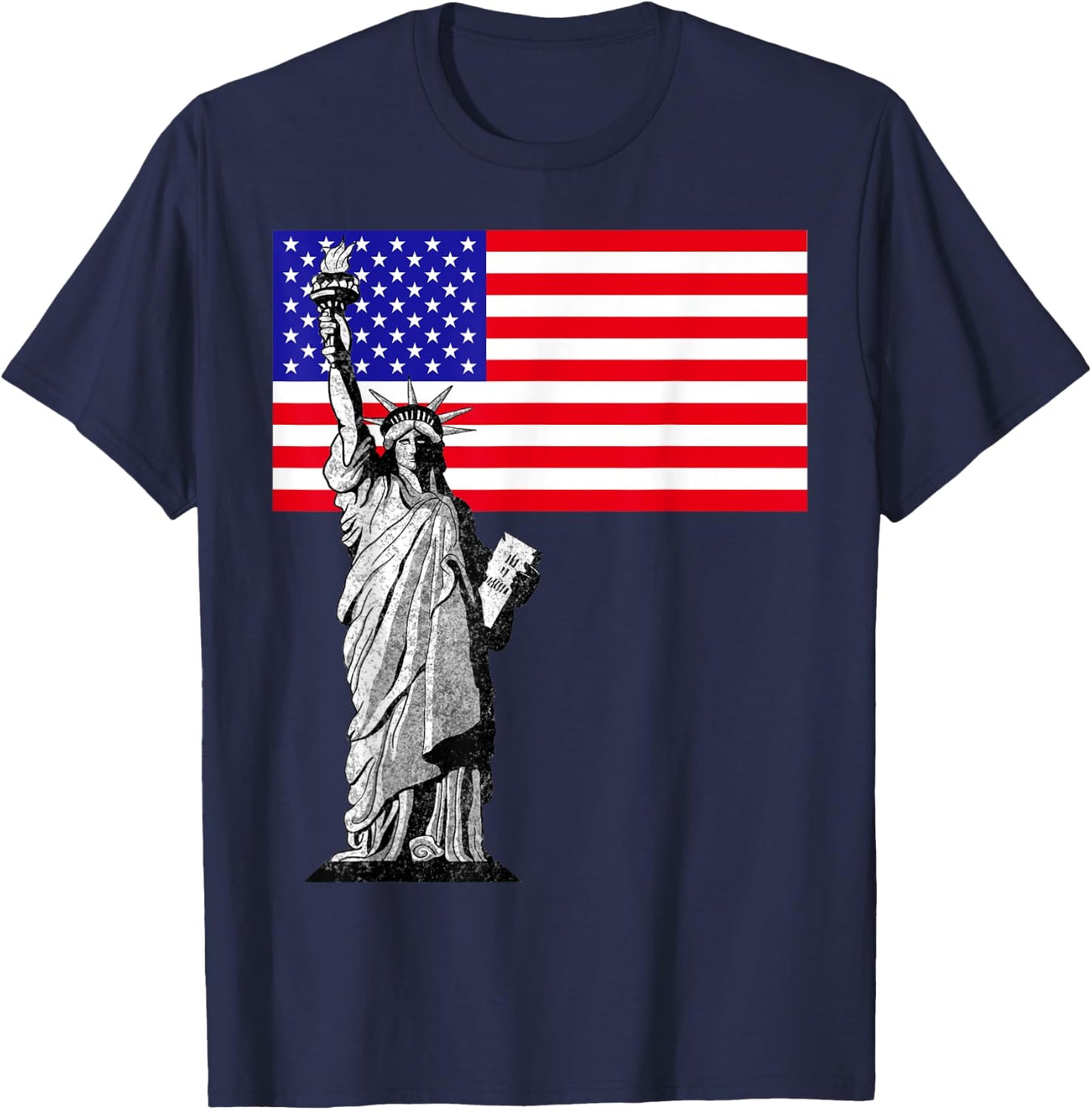 Statue Of Liberty And USA Flag T-Shirt - T-Shirt | Navy