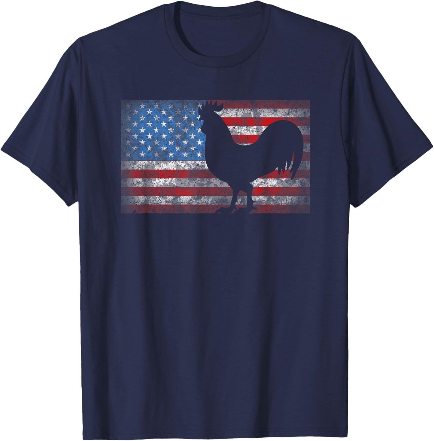 American Flag Rooster Chicken 4th of July Animal Gift T-Shirt - T-Shirt | Navy