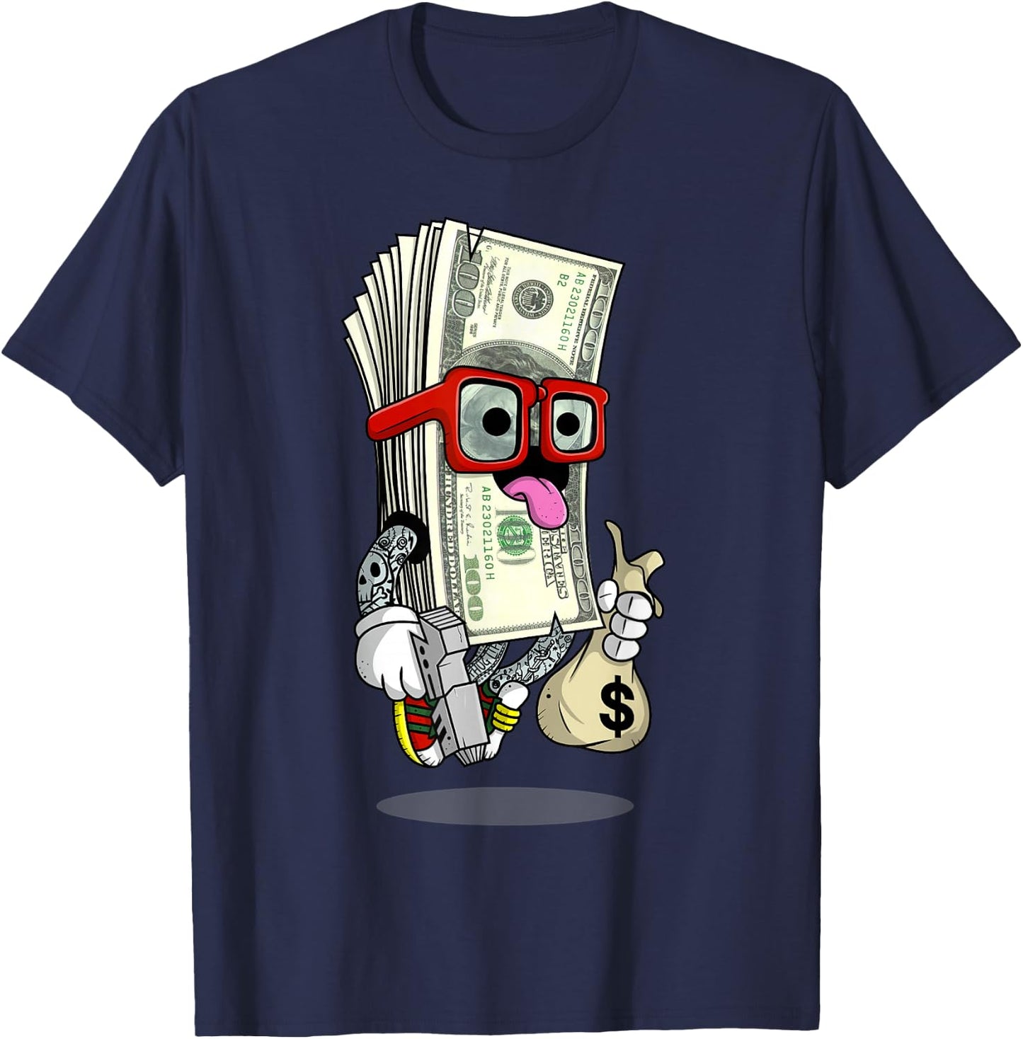Hip Hop Dope Swag Rap Lover Gift Funny Cash Stacks Bills T-Shirt - T-Shirt | Navy