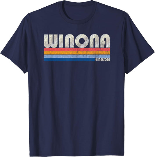 Vintage 70s 80s Style Winona MN T-Shirt - T-Shirt | Navy