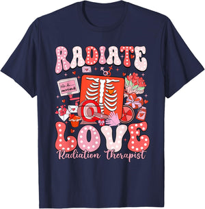Radiate Love Valentines Xray Tech Radiation Therapist T-Shirt - T-Shirt | Navy