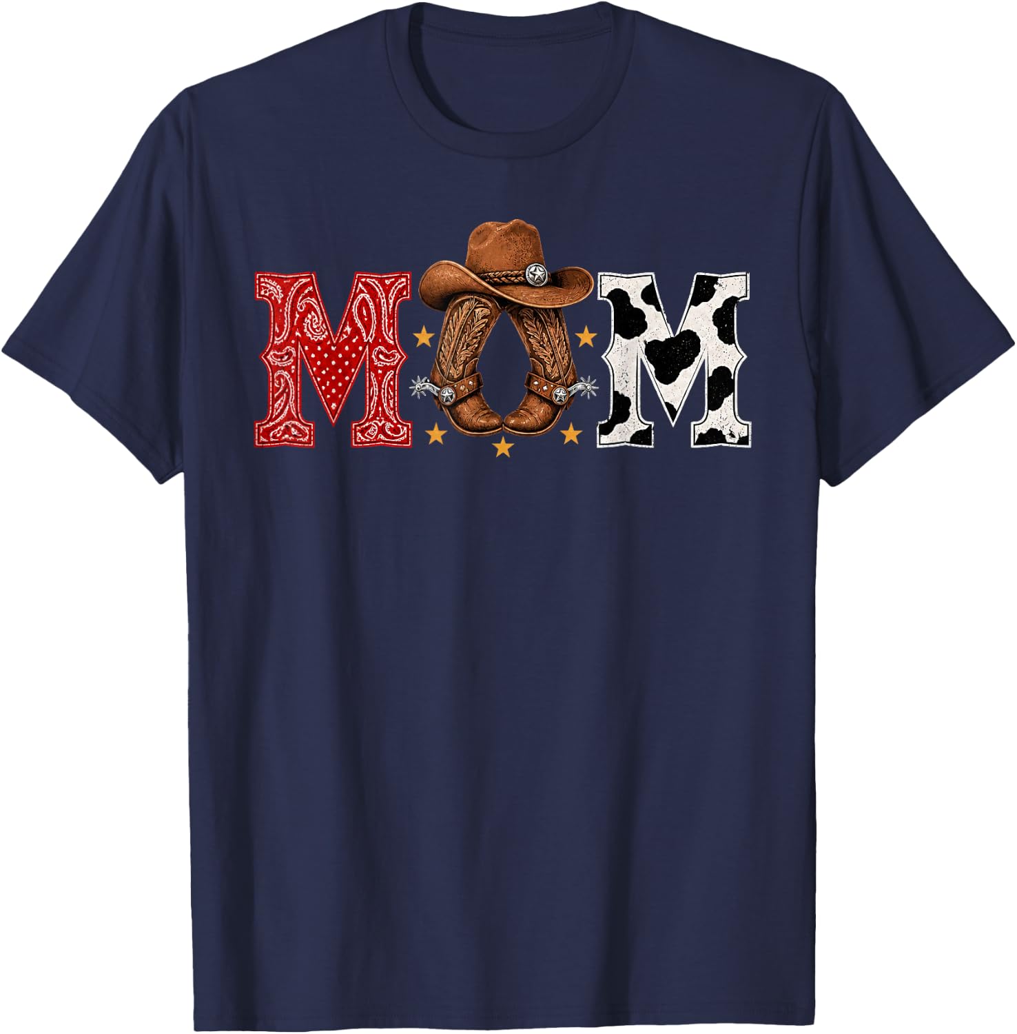 Cowboy Mom Western Themed Rodeo Kids Birthday Party T-Shirt - T-Shirt | Navy