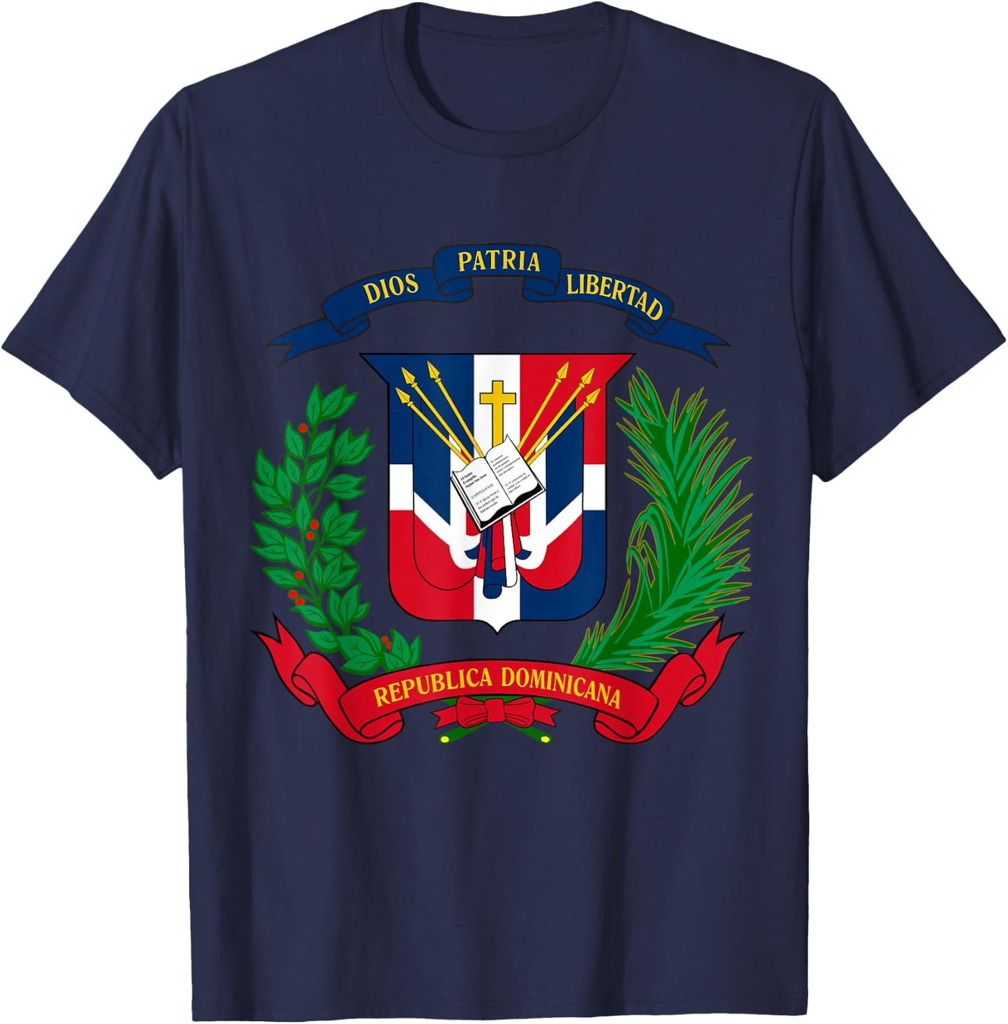 Coat of Arms Republica Dominicana Bandera Dominican Flag T-Shirt - T-Shirt | Navy