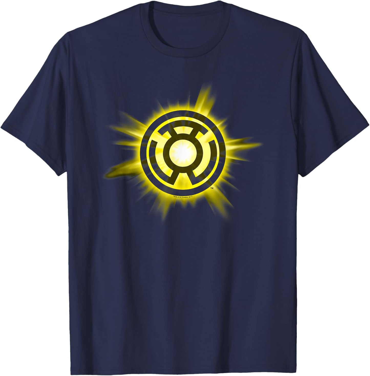 DC Comics Green Lantern Yellow Glow - -Adult, Black, Small, Short Sleeve T-Shirt - T-Shirt | Navy