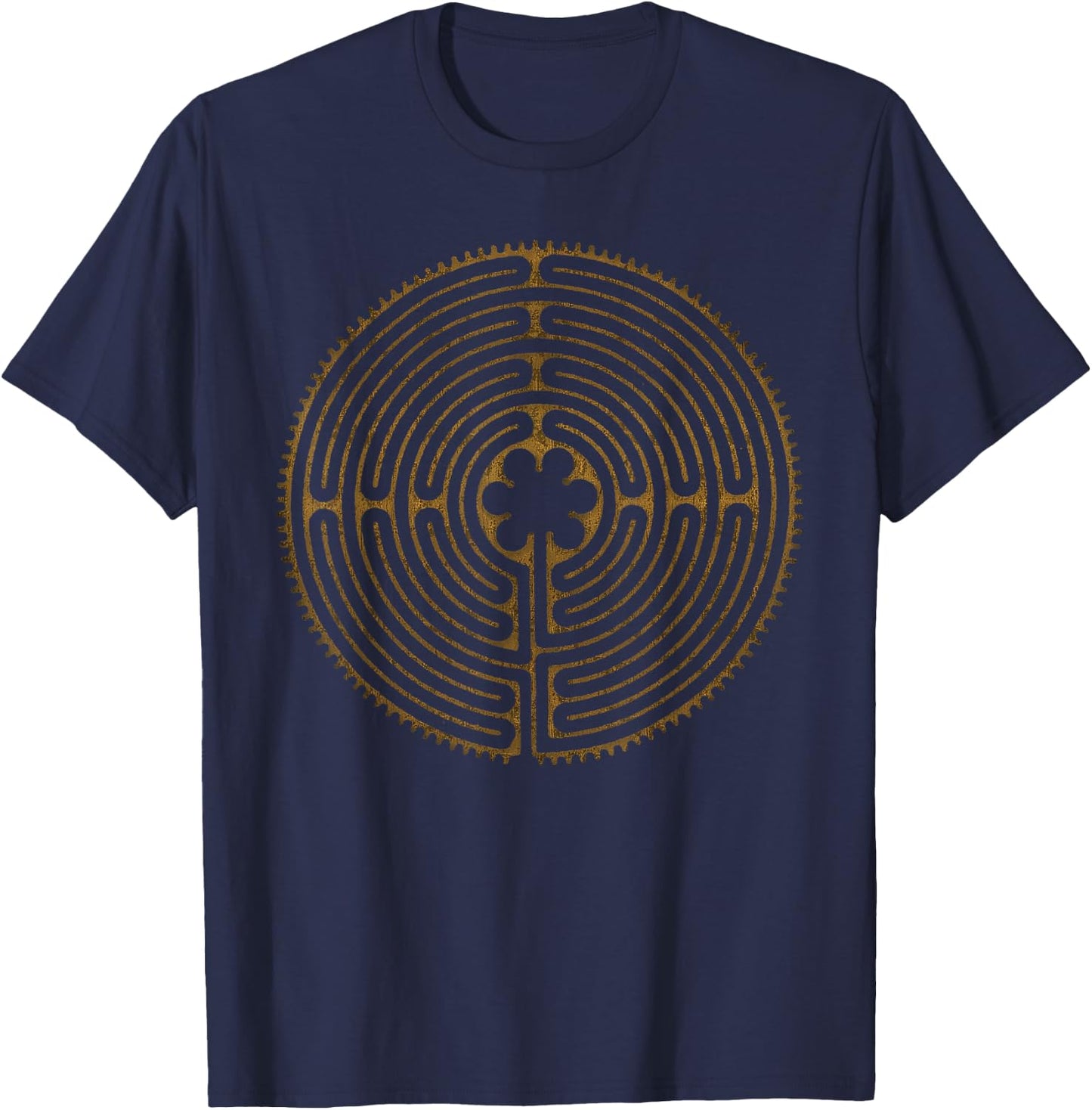 CHARTRES Labyrinth - Antique Style Symbol T-Shirt - T-Shirt | Navy