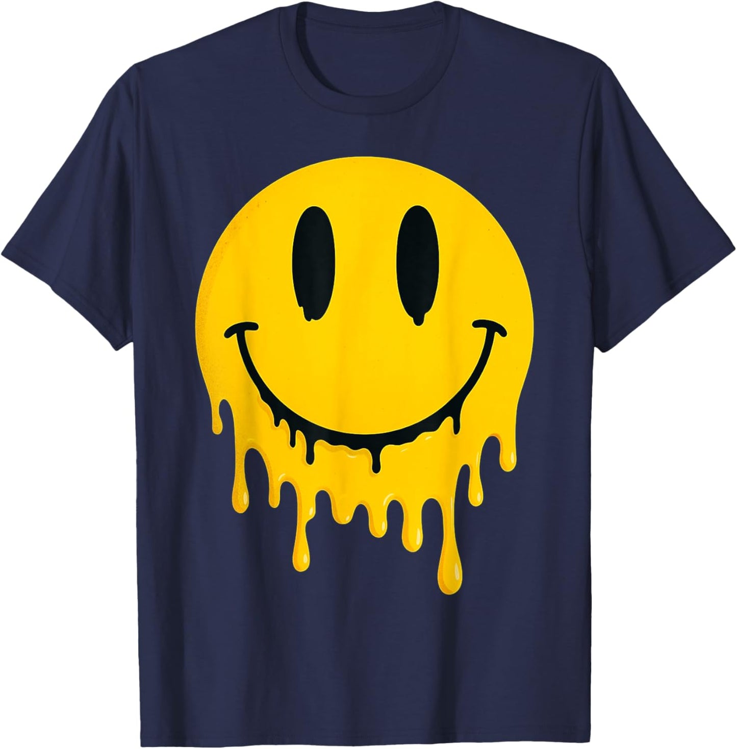 Melting Smile Face Happy Smiling Dripping Emoticons Kids T-Shirt - T-Shirt | Navy