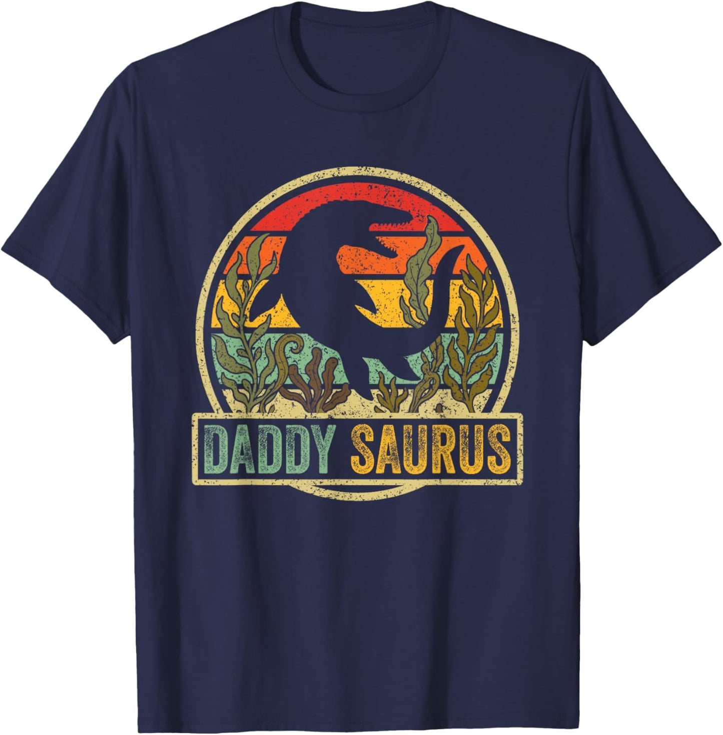 Vintage Retro Daddy Saurus SeaRex Mosasaurus Dinosaur Men T-Shirt - T-Shirt | Navy