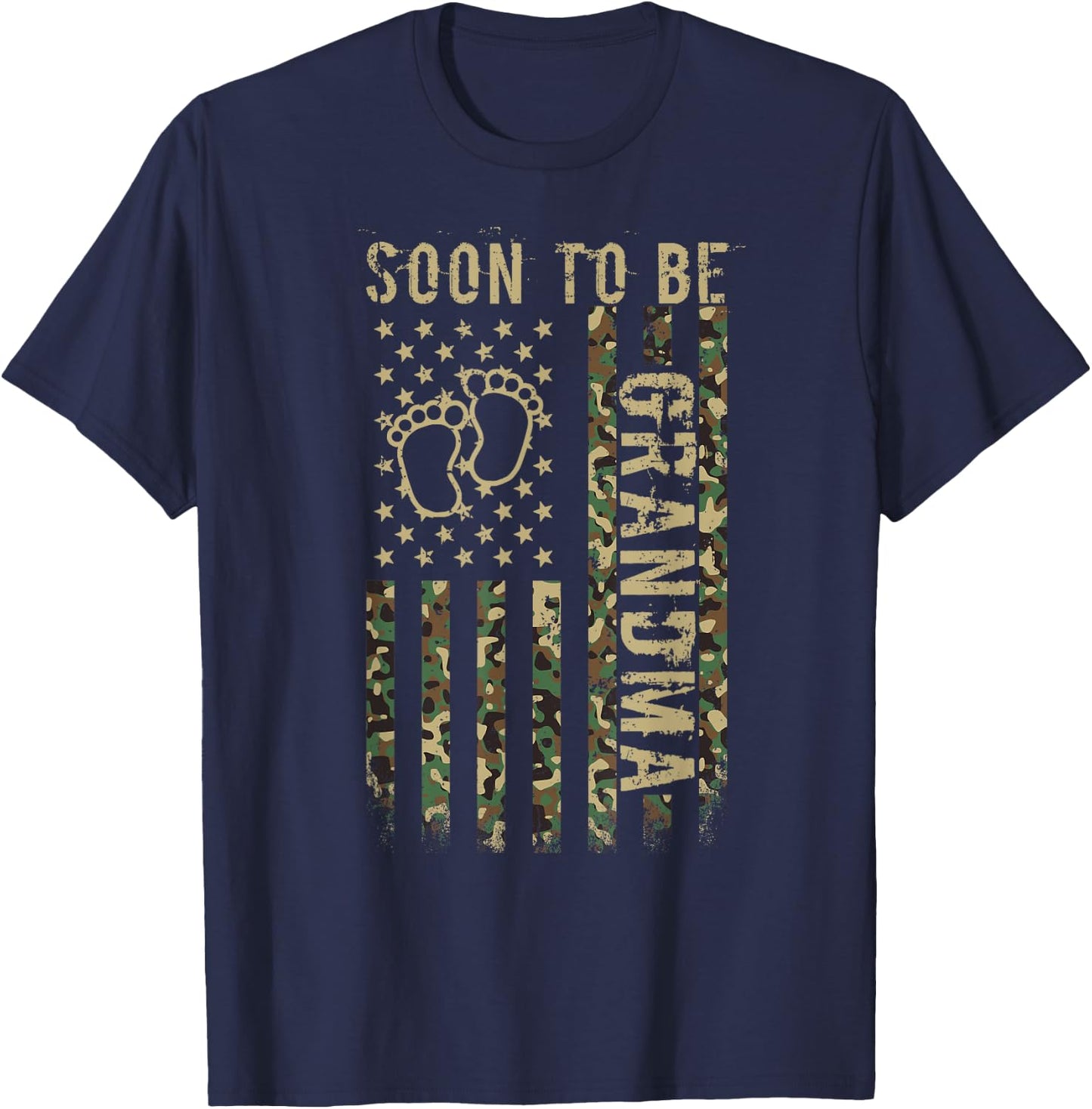 Soon To Be Grandma American Flag Camouflage Grandma Camo T-Shirt - T-Shirt | Navy