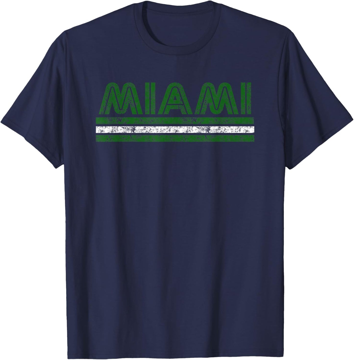 Miami Florida Vintage Weathered T-Shirt - T-Shirt | Navy
