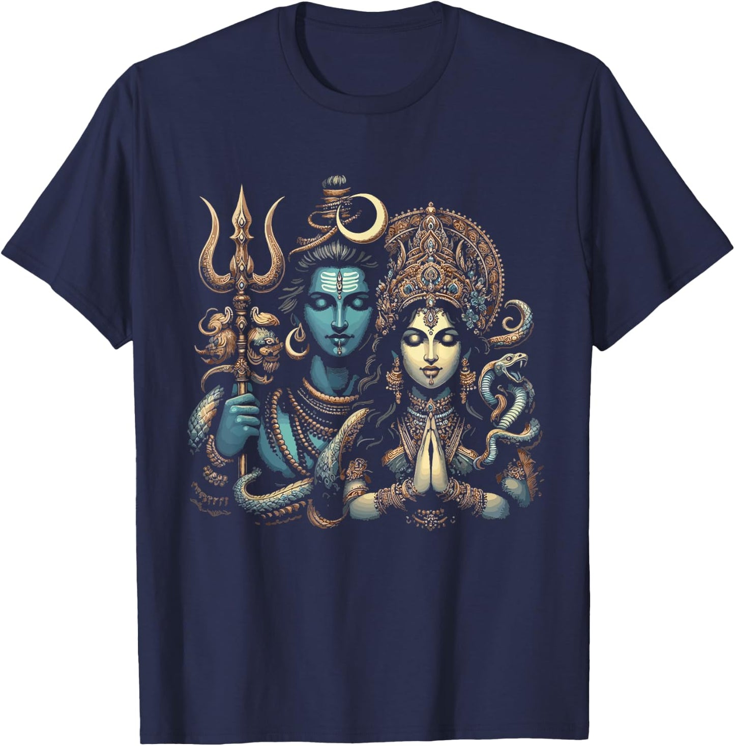 Lord Shiva Durga Hindu God Mahadeva Goddess Goddess Parvati T-Shirt - T-Shirt | Navy