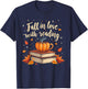Fall In Love With Reading Book Autumn Pumpkins And Teachers T-Shirt - T-Shirt | Navy
