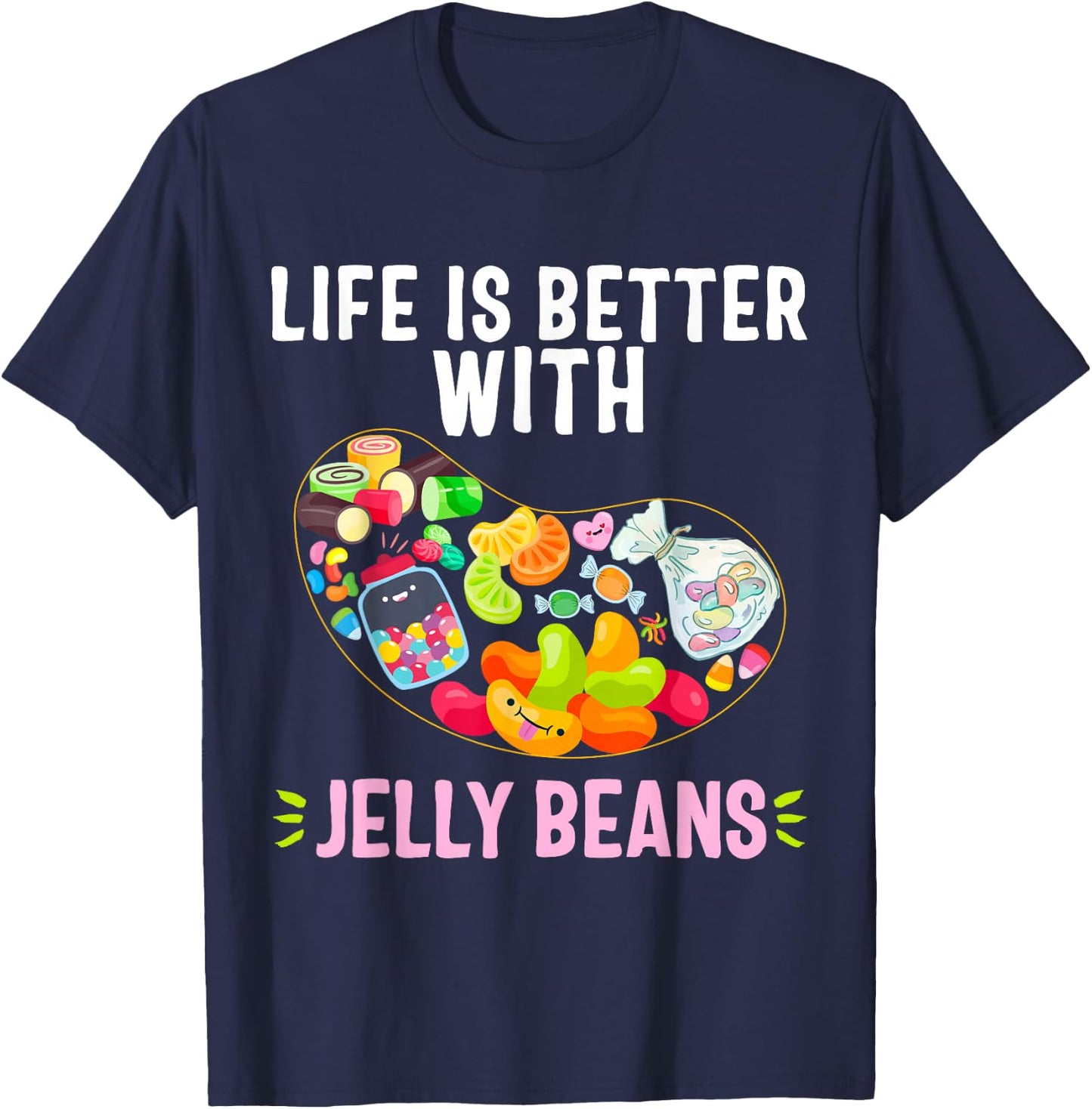 Jelly Bean Soft Sugar Candy Fruity Juicy Kids Gift T-Shirt - T-Shirt | Navy