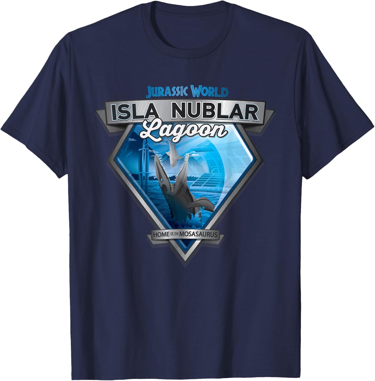 Jurassic World Mosasaurus Dino In Action T-Shirt - T-Shirt | Navy