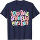 100 Days Sprinkled With Fun Donuts Groovy 100th Day School T-Shirt - T-Shirt | Navy