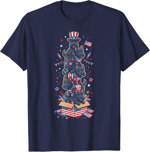 Scottish Terrier American USA Flag Memorial Day 4th of July
