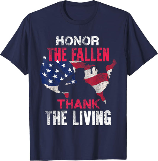 Honor The Fallen Veteran Themed Military Support T-Shirt - T-Shirt | Navy