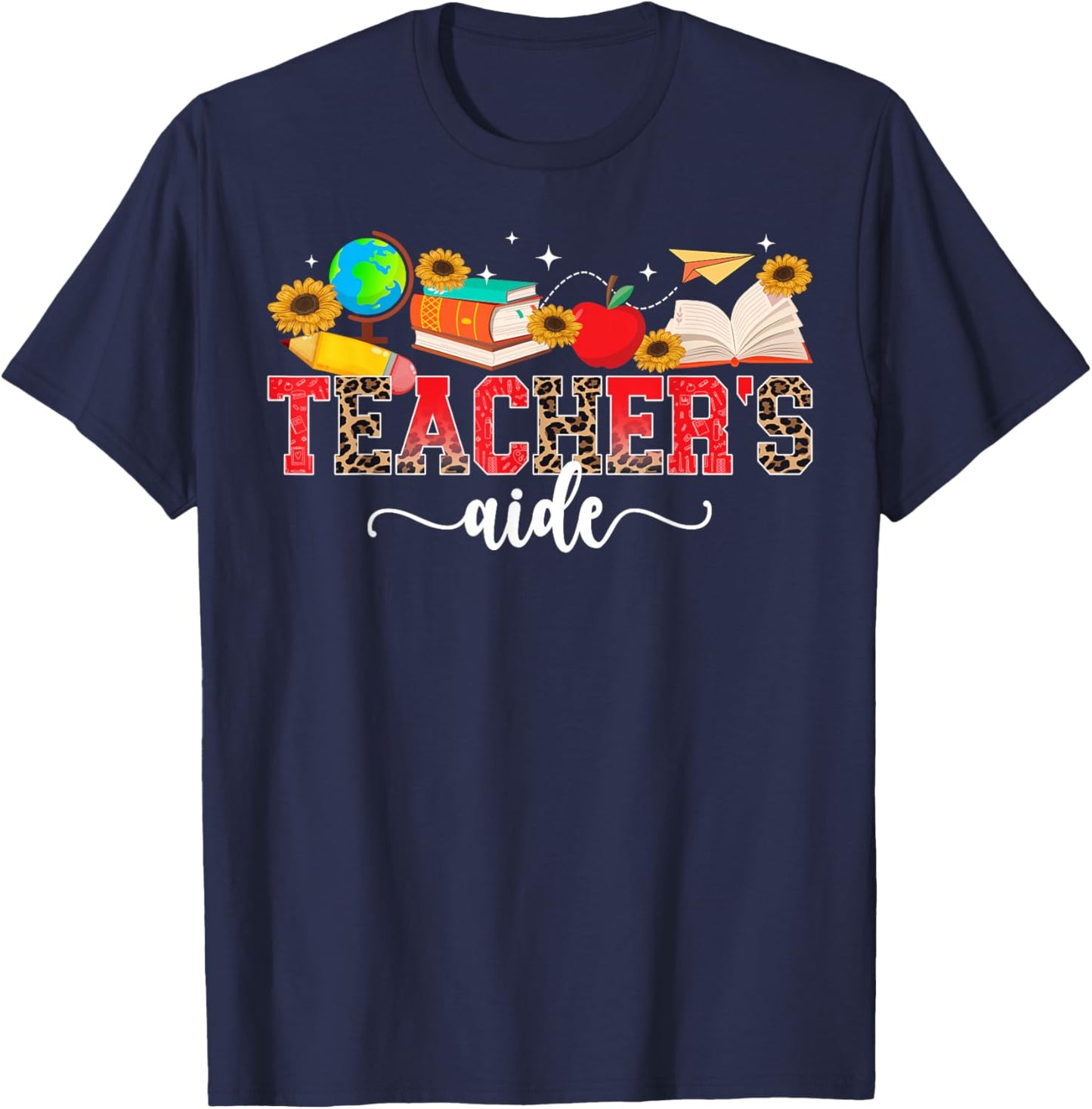 Teacher's Aide Leopard Teacher Aide Teaching Assistant T-Shirt - T-Shirt | Navy