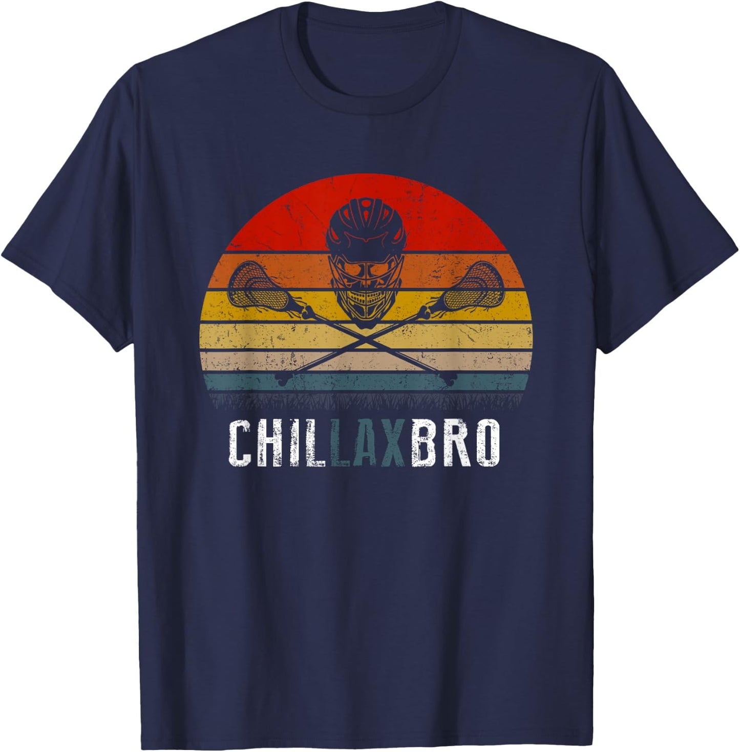 Lacrosse Chillax Bro Vintage , LAX Retro T-Shirt - T-Shirt | Navy