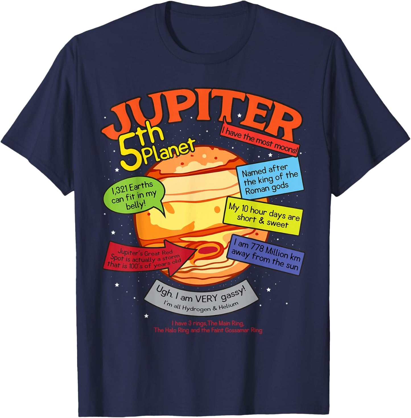 Teaching, learning, about space - Jupiter, planets, gift T-Shirt - T-Shirt | Navy