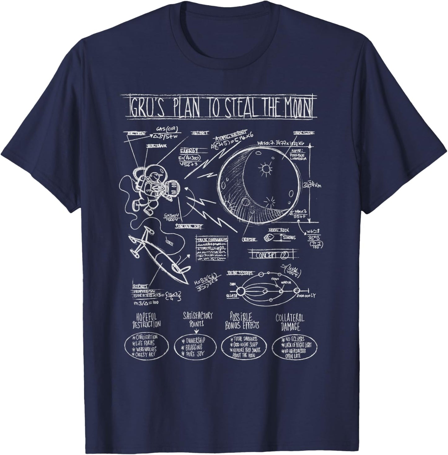Despicable Me Minions Gru's Moon Plans Graphic T-Shirt - T-Shirt | Navy