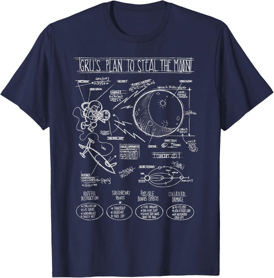 Despicable Me Minions Gru's Moon Plans Graphic T-Shirt - T-Shirt | Navy