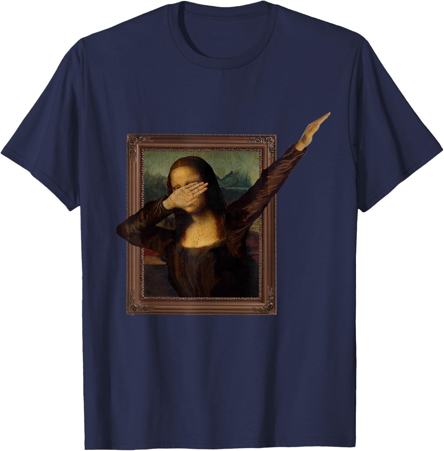 Dabbing Mona Lisa, Painting, La Gioconda T-Shirt - T-Shirt | Navy