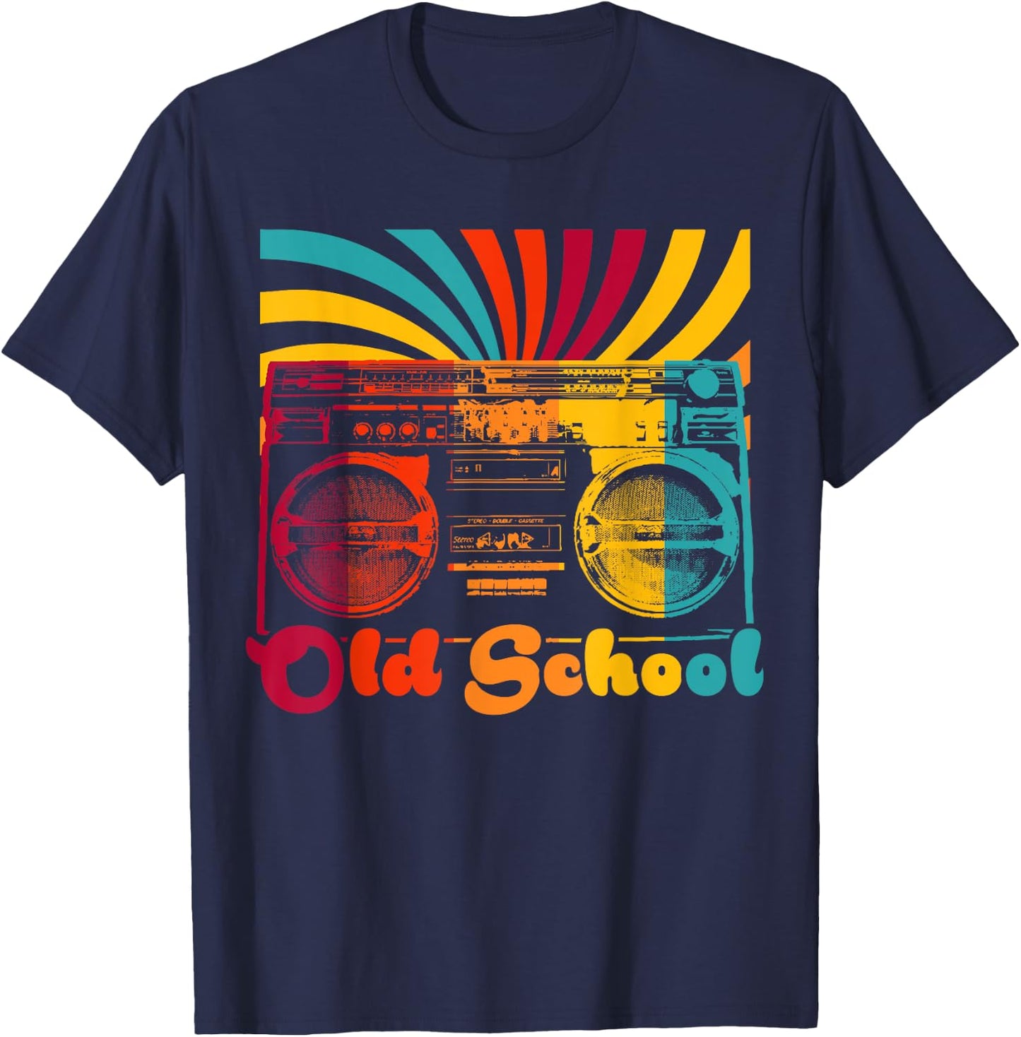Retro Old School Cool Portable Boombox cassette HipHop Gift T-Shirt - T-Shirt | Navy