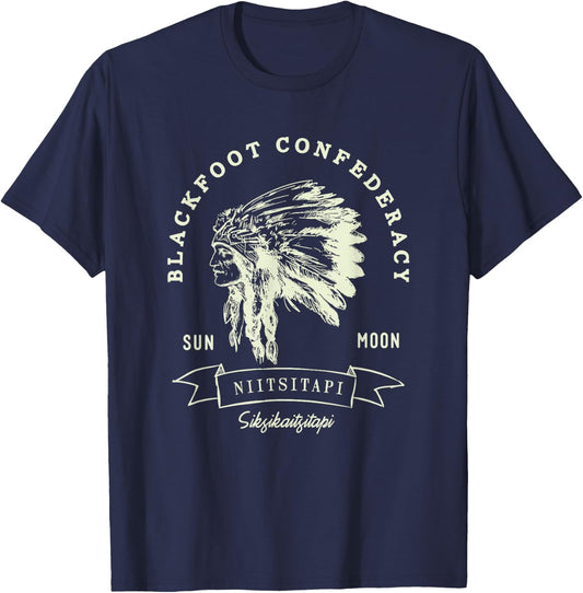 Blackfoot Confederacy American Indian Pride Chief Respect T-Shirt - T-Shirt | Navy