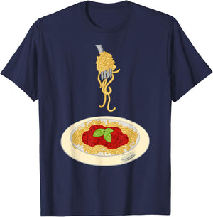 Spaghetti Pasta Noodle Cooking Sauce Bolognese Meal Dish T-Shirt - T-Shirt | Navy