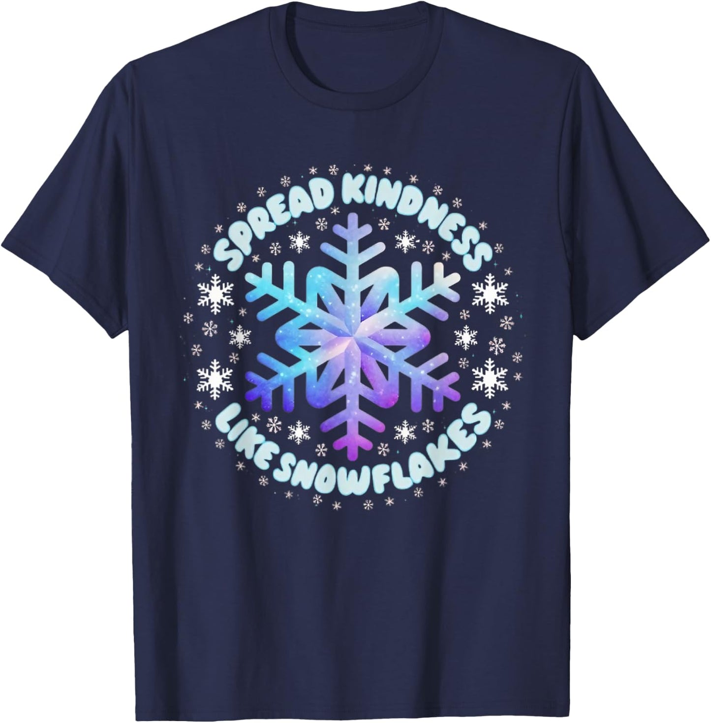 Spread Kindness Like Snowflakes Christmas Teacher Unity Day T-Shirt - T-Shirt | Navy