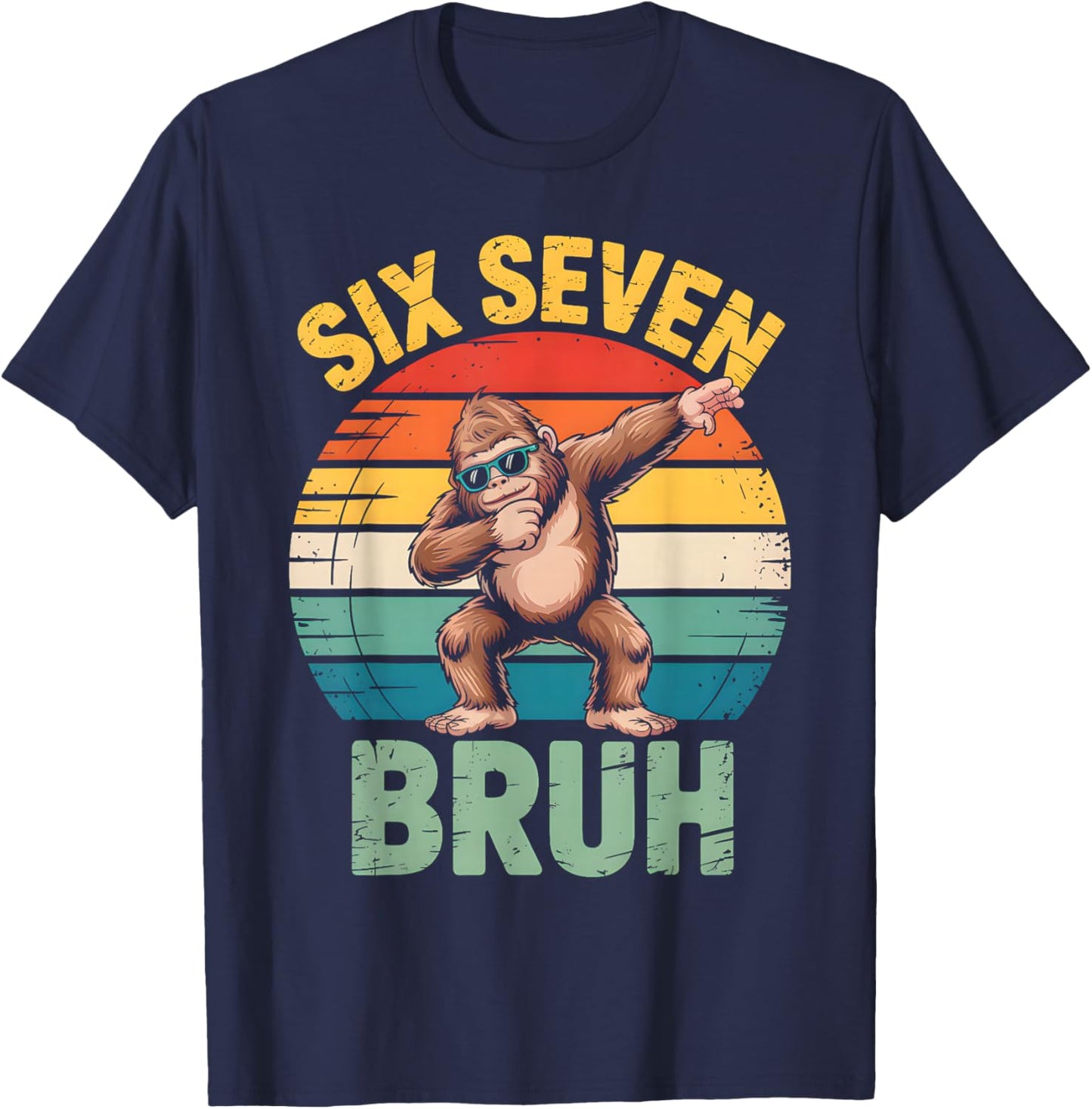 Funny 67 Meme Boys Kids 6 7 Dabbing Six Seven Bruh Bigfoot T-Shirt - T-Shirt | Navy