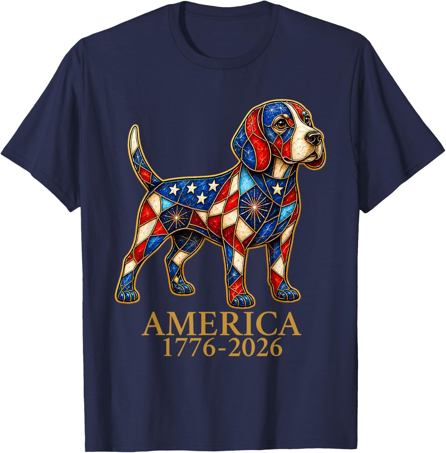 America 1776-2026 Patriotic Beagle Dog USA 250 Years T-Shirt - T-Shirt | Navy