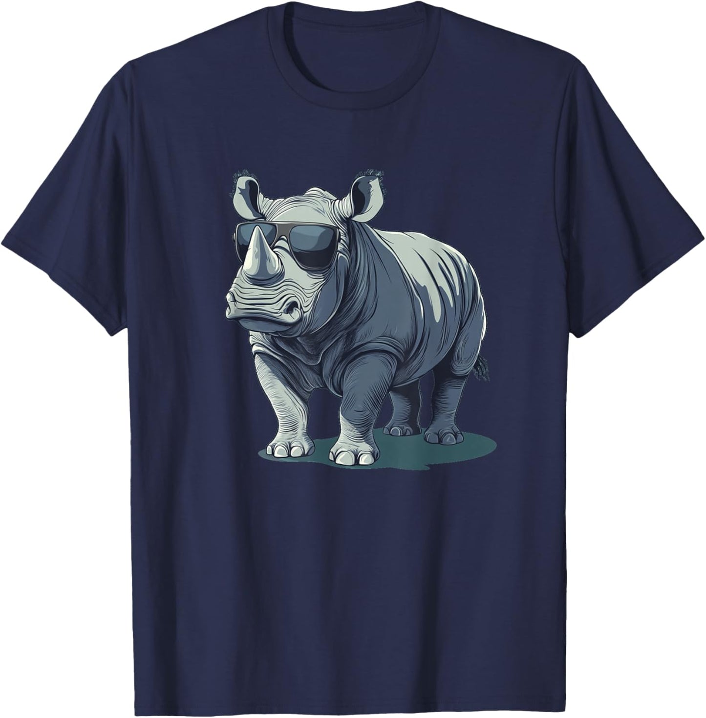 Pretty bespectacled Rhino loves Black Sunglasses Outfit T-Shirt - T-Shirt | Navy