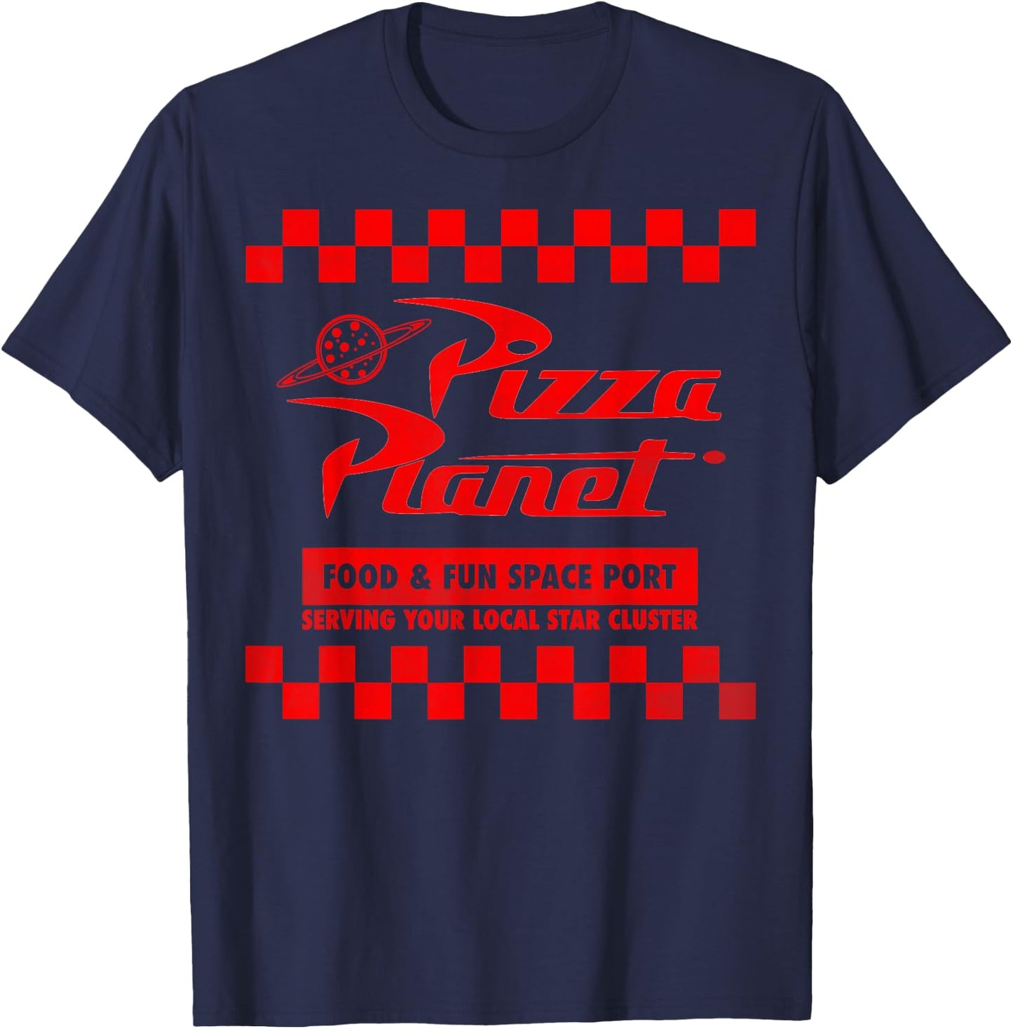 Disney Pixar Toy Story Pizza Planet Checkered Logo T-Shirt - T-Shirt | Navy