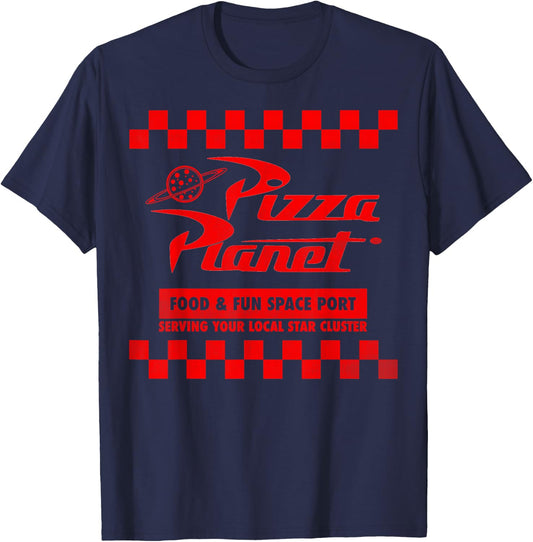 Disney Pixar Toy Story Pizza Planet Checkered Logo T-Shirt - T-Shirt | Navy